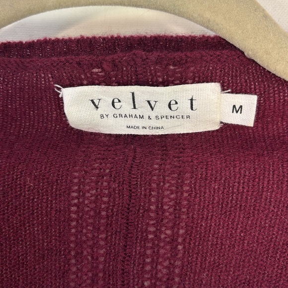 Long Burgundy Cashmere Cardigan-Velvet Brand - Picture 2 of 9